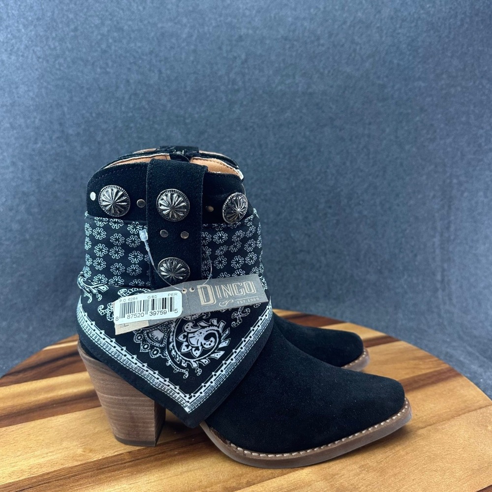 Dingo DI 184 Ladies Bandida 7" Black Western Boots Womens SZ 6.5